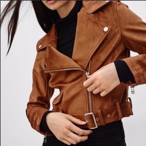 Talula faux suede motorcycle jacket zip front